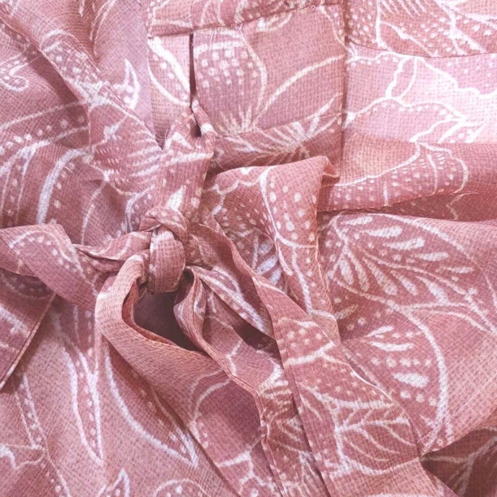 Arna York Viola Wrap Maxi Dress Woman 6X 30W 32W Batik Blooms Sheer Floral New - Picture 10 of 14